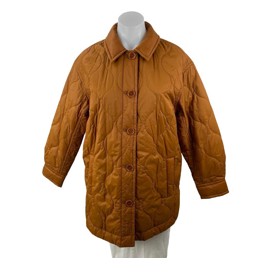 Madewell Airpuff Women's Brown Quilted Puffer Button Up Shacket Shirt Jacket XS